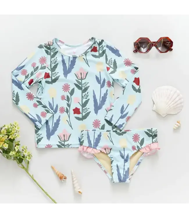 Pink Chicken Rash Guard Set - Paper Floral