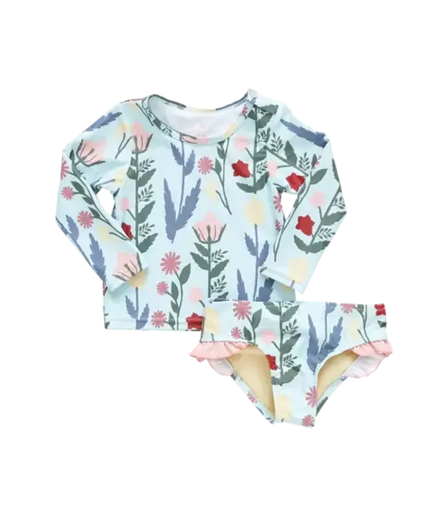 Pink Chicken Rash Guard Set - Paper Floral