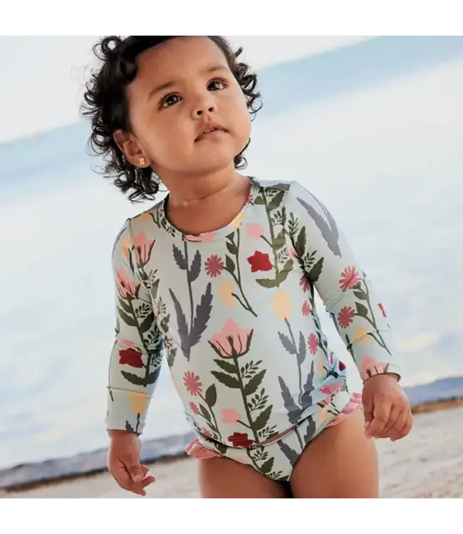 Pink Chicken Rash Guard Set - Paper Floral