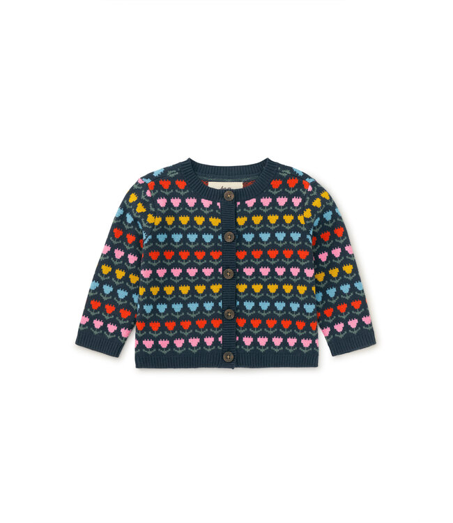 Tea Collection Baby  Iconic Cardigan - Knit Tulips