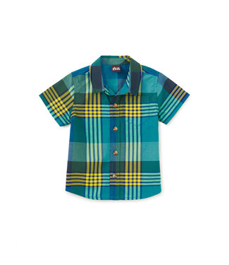 Tea Collection Plaid Button Up Woven Shirt - Amazonian Plaid