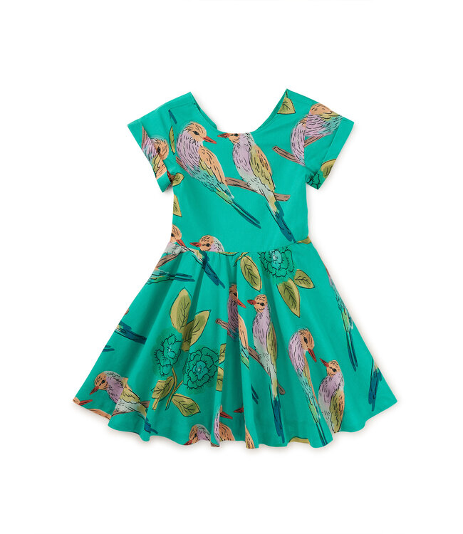 Tea Collection Button Back Skirted Dress - Lilac Breasted Roller