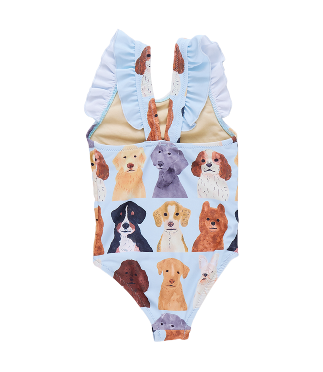 Pink Chicken Liv Swimsuit - Light Blue Watercolor Dogs