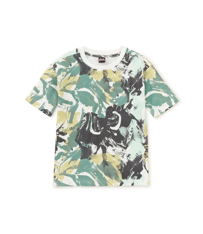 Tea Collection Printed Ribbed Easy Fit Tee - Marvelous Marble