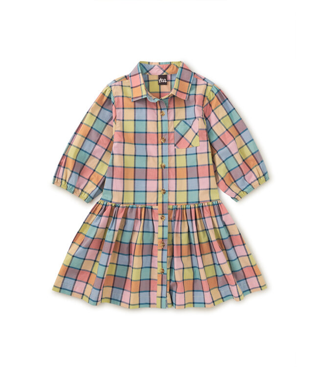 Tea Collection Collared Blouson Sleeve Dress - Van Lake Plaid