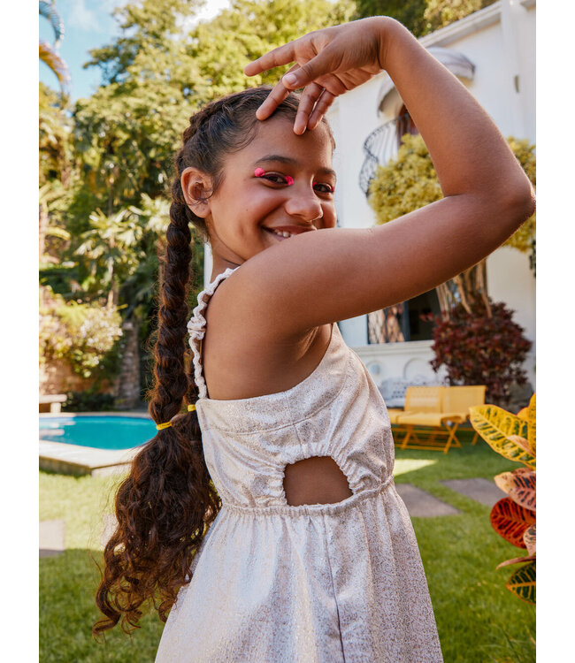 Tea Collection Sparkle Cut-Out Dress - Metallic Gold