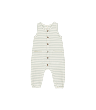 Quincy Mae Waffle Jumpsuit - Mint Stripe