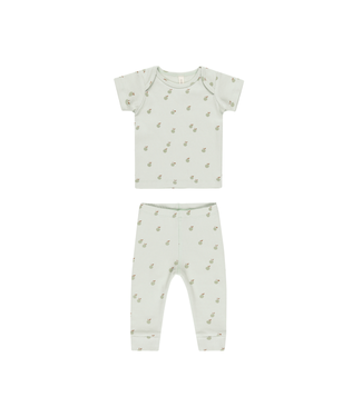 Quincy Mae Ribbed Tee + Legging Set - Apples