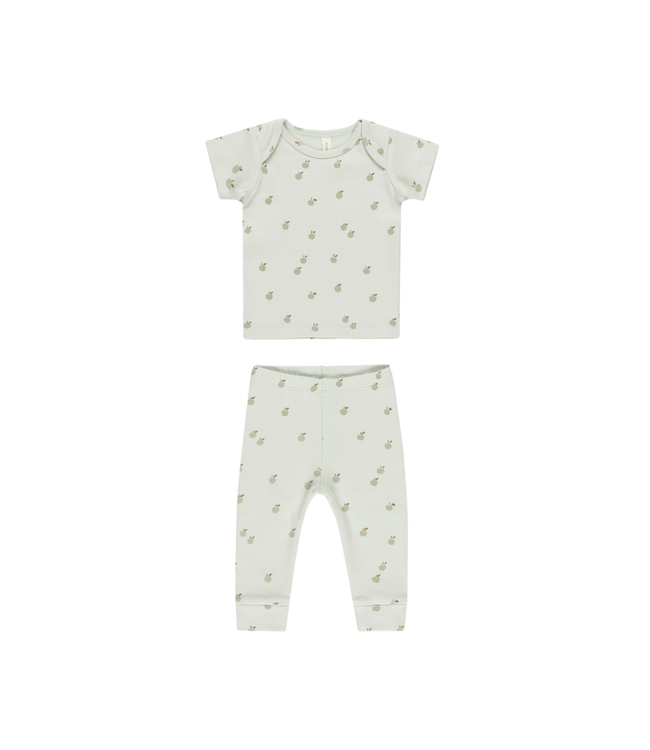Quincy Mae Ribbed Tee + Legging Set - Apples