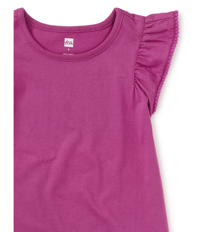 Tea Collection Pom-Pom Flutter Top - Mulberry