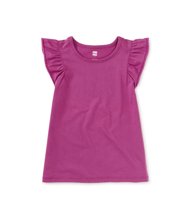 Tea Collection Pom-Pom Flutter Top - Mulberry
