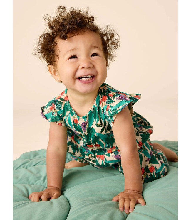 Tea Collection Tulip Sleeve Baby Romper - Jungle Botanical