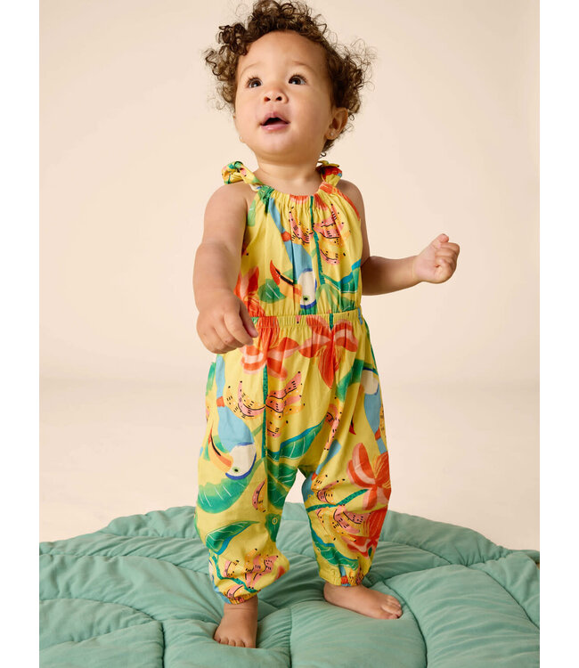 Tea Collection Tie Shoulder Baby Romper - Toucan Banana Tree