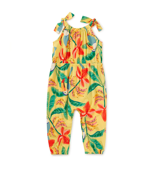 Tea Collection Tie Shoulder Baby Romper - Toucan Banana Tree
