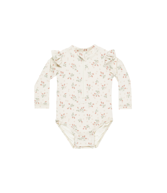 Quincy Mae Byron Rashguard One-Piece - Strawberries