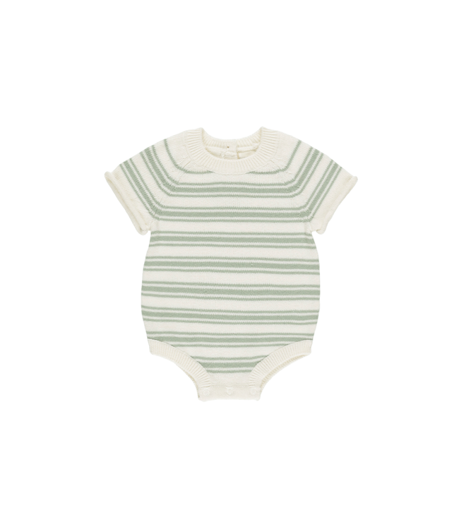 Quincy Mae Rowan Romper - Sage Knit Stripe