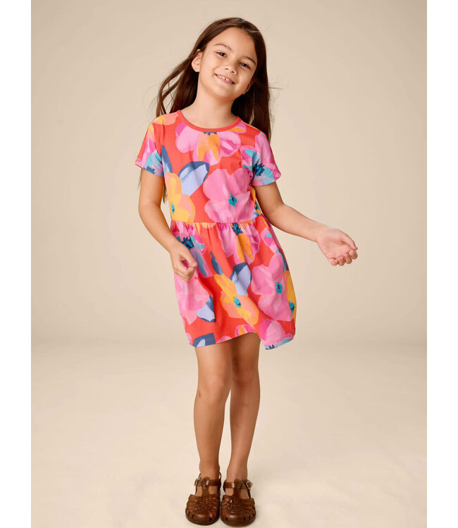 Tea Collection Short Sleeve Twirl Dress - Large Tropical Floral