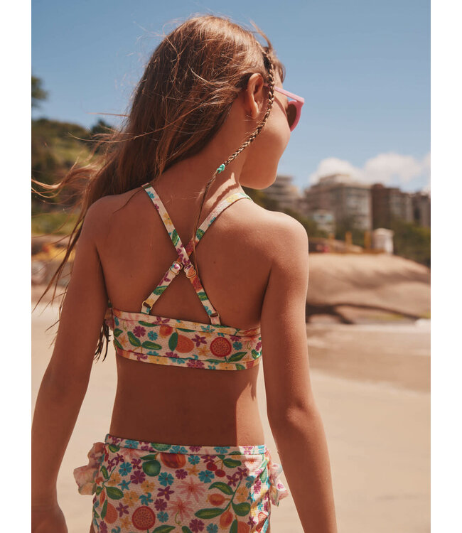 Tea Collection Ruffle Two-Piece Swim Set - Tropical Fruit Floral