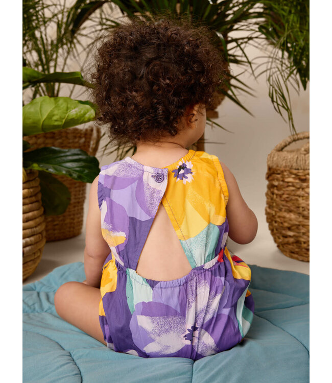 Tea Collection Peek-a-Boo Back Baby Romper - Large Tropical Floral