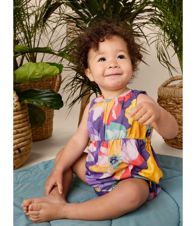 Tea Collection Peek-a-Boo Back Baby Romper - Large Tropical Floral