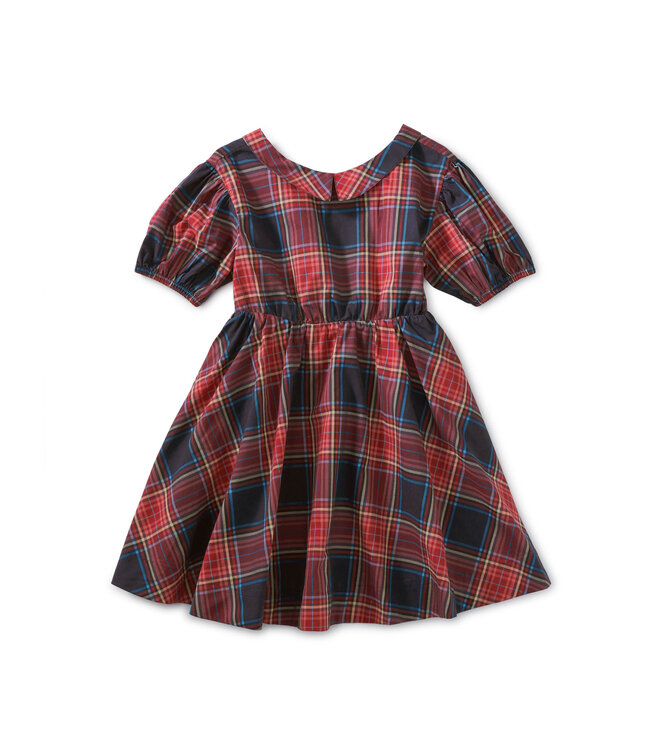 Tea Collection Puff Sleeve Dress - Matsuri Plaid