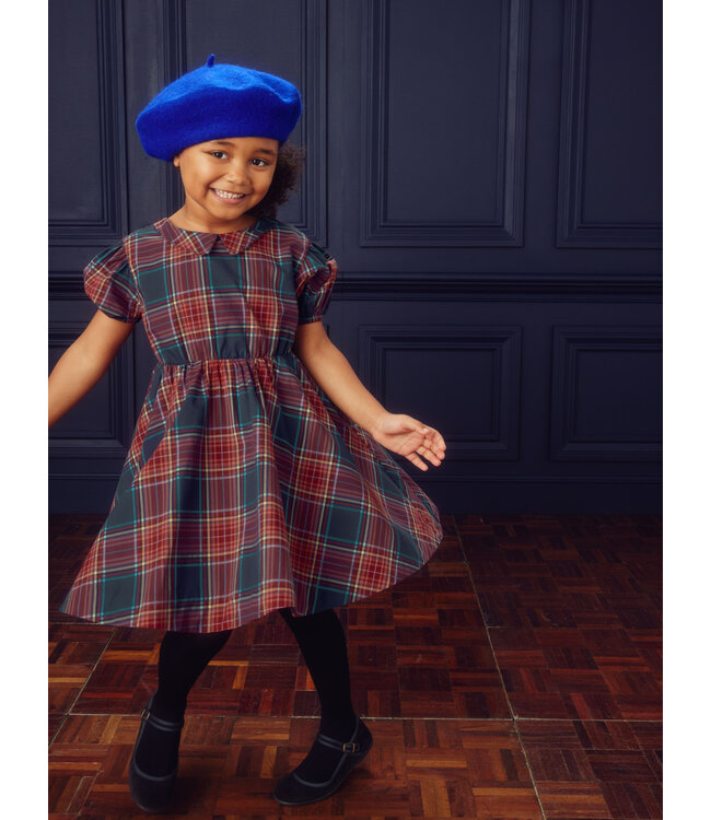 Tea Collection Puff Sleeve Dress - Matsuri Plaid