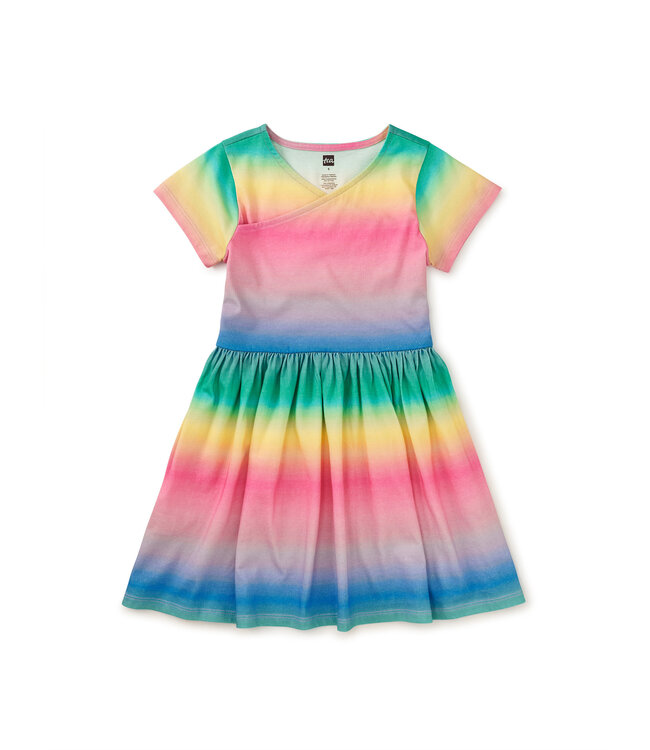 Tea Collection Wrap Neck Dress - Rio de Janiero Rainbow