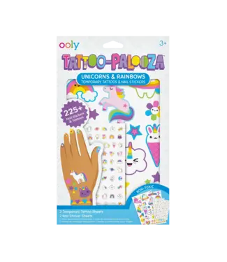 Ooly Tattoo-Palooza Temporary Tattoos  & Nail Set - Unicorns & Rainbows