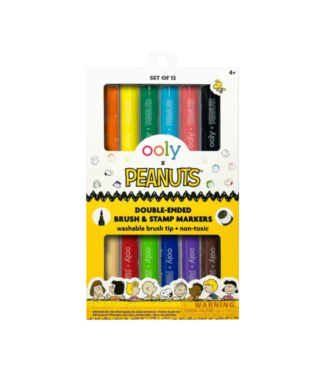 Ooly Peanuts: Double-Ended Brush & Stamp Markers - Set of 6