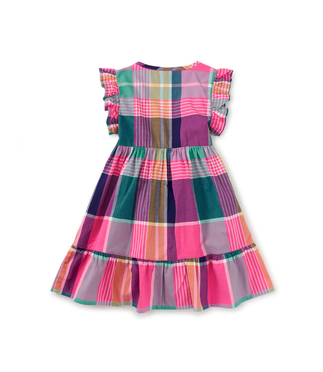 Tea Collection Woven Wrap Dress - Carnival Rainbow Plaid