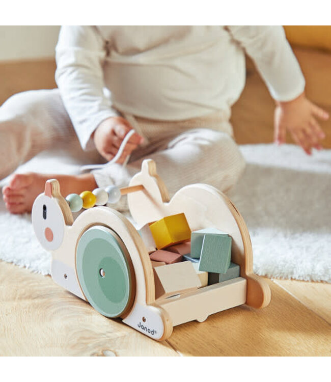 JuraToys (Janod) Pull Along Snail Cube Trolley - Sweet Cocoon