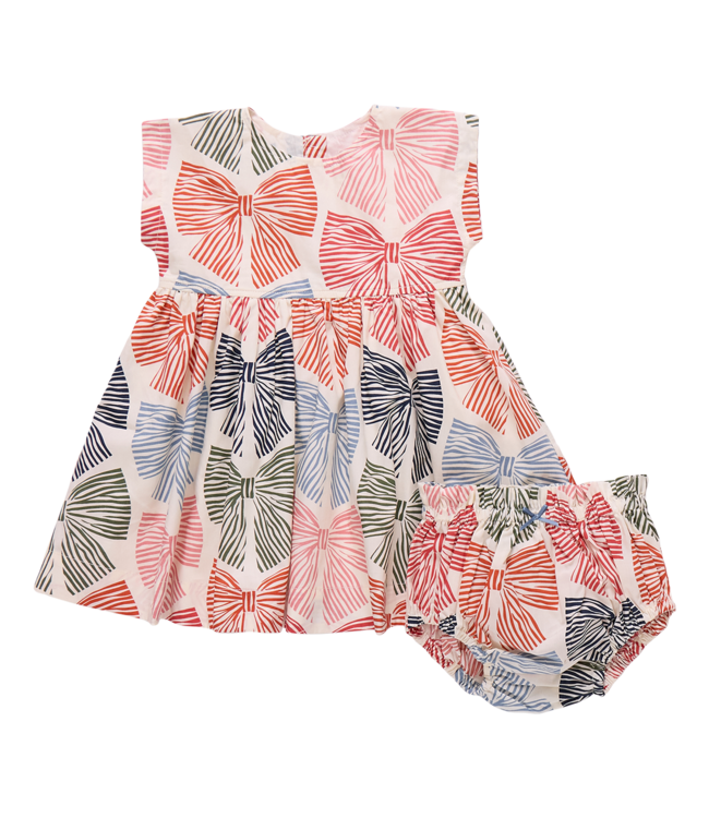 Pink Chicken Baby Adaline Dress Set - Multi Striped Bows