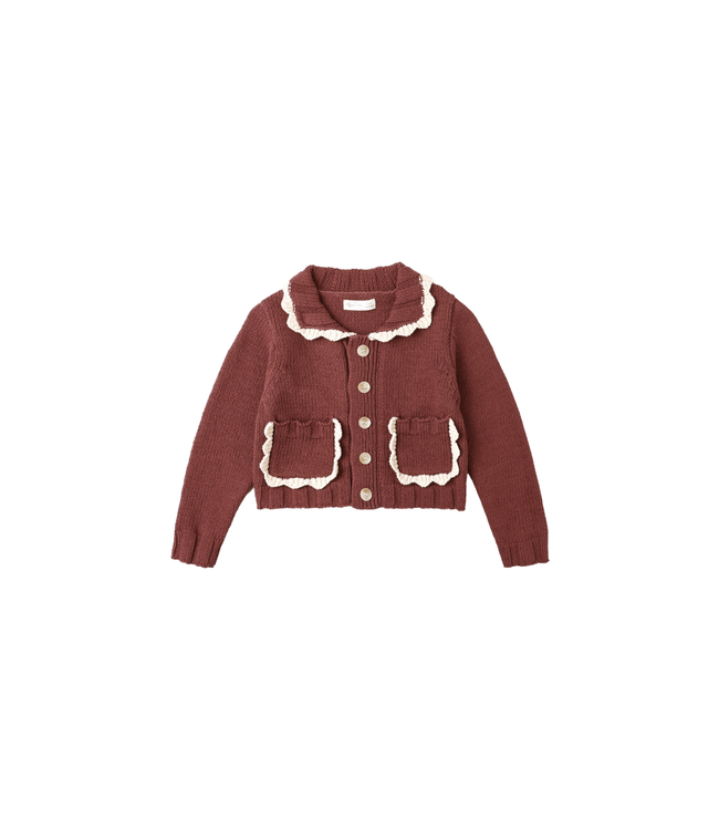 Rylee & Cru Collared Cardigan - Burgundy