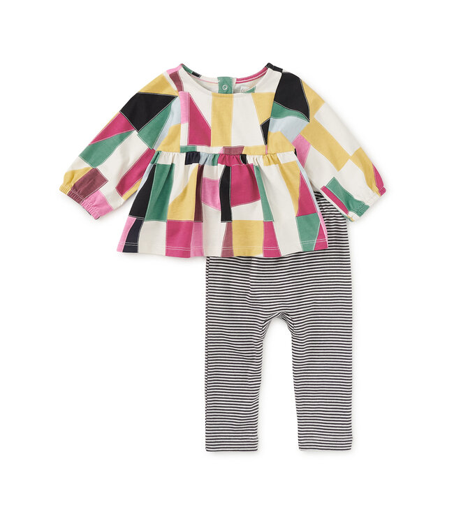 Tea Collection Boho Top & Pants Baby Set - Pojagi Patchwork