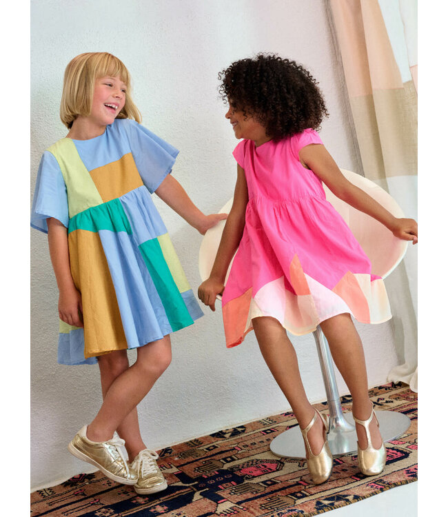 Tea Collection Patchwork Dress -Scenic Blue