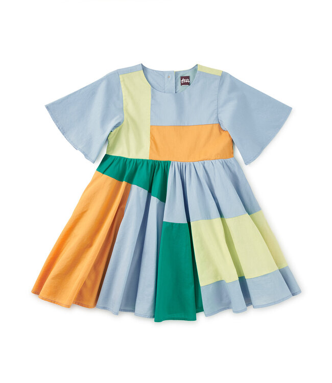 Tea Collection Patchwork Dress -Scenic Blue