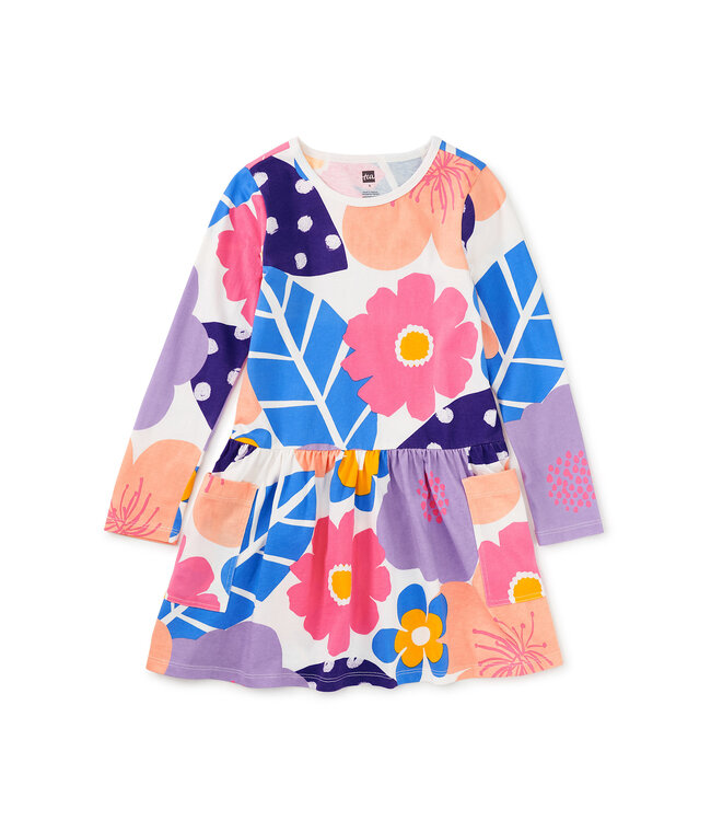 Tea Collection Long Sleeve Pocket Dress - Oversized Cherry Blossoms