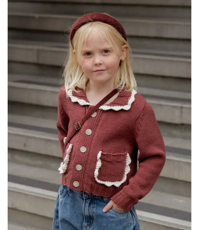 Rylee & Cru Collared Cardigan - Burgundy