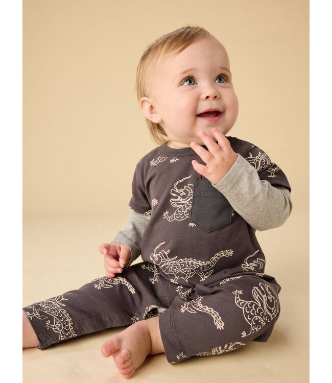 Tea Collection Layered Button Up  Baby Romper