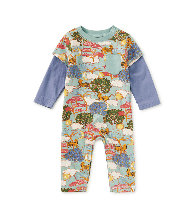 Tea Collection Layered Button Up  Baby Romper