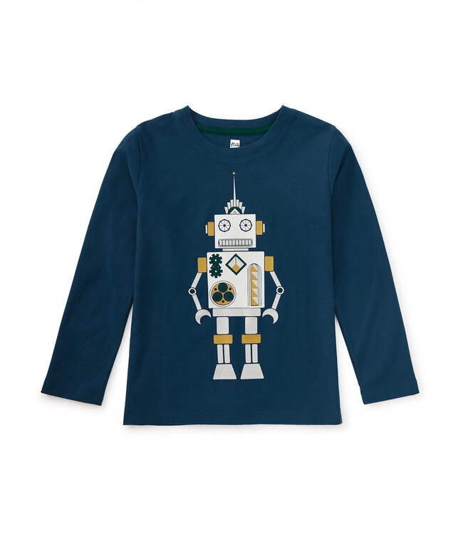 Tea Collection Metallic Robot Graphic Tee
