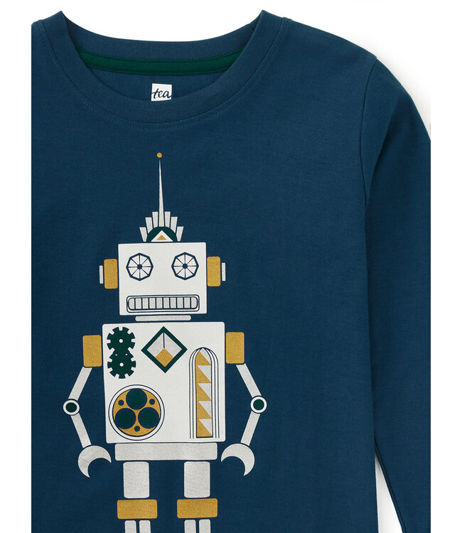 Tea Collection Metallic Robot Graphic Tee
