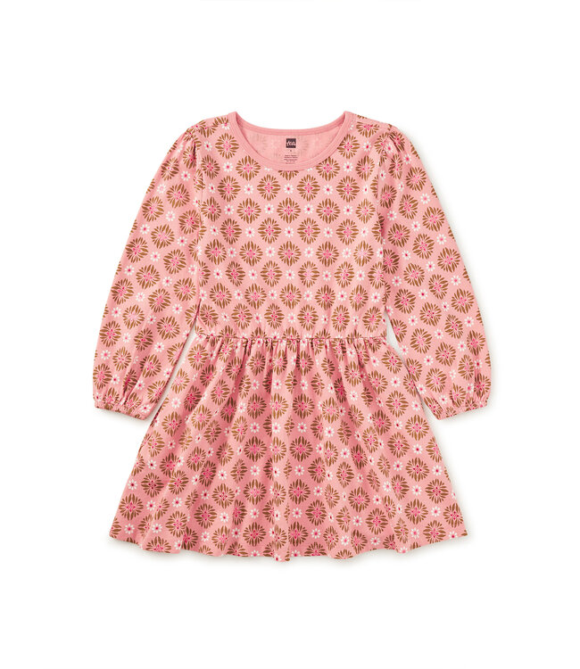 Tea Collection Blouson Sleeve Pocket Dress - Metallic Chrysanthemum
