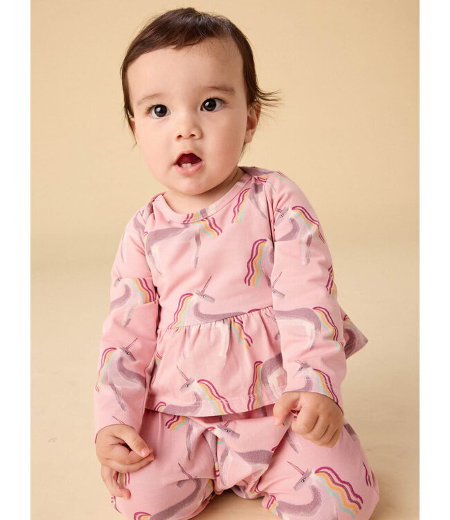 Tea Collection Pretty Peplum Baby Romper - Rainbow Unicorn