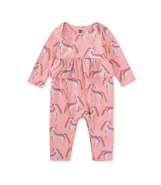 Tea Collection Pretty Peplum Baby Romper - Rainbow Unicorn