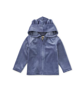Tea Collection Bear Ears Velour Baby Hoodie - Naval Blue