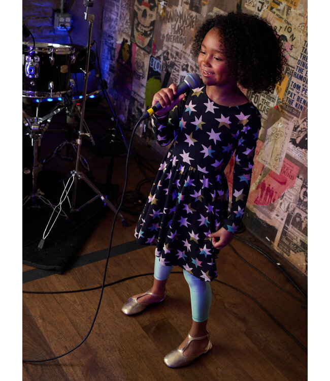 Tea Collection Printed Ballet Dress - Metallic Colorblock Stars