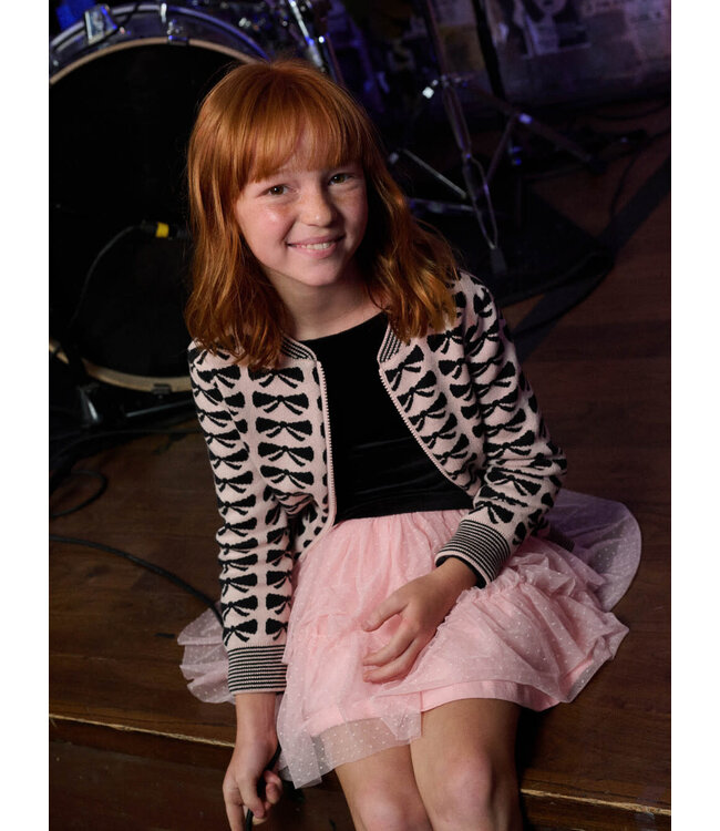 Tea Collection Zip Up Bow Cardigan