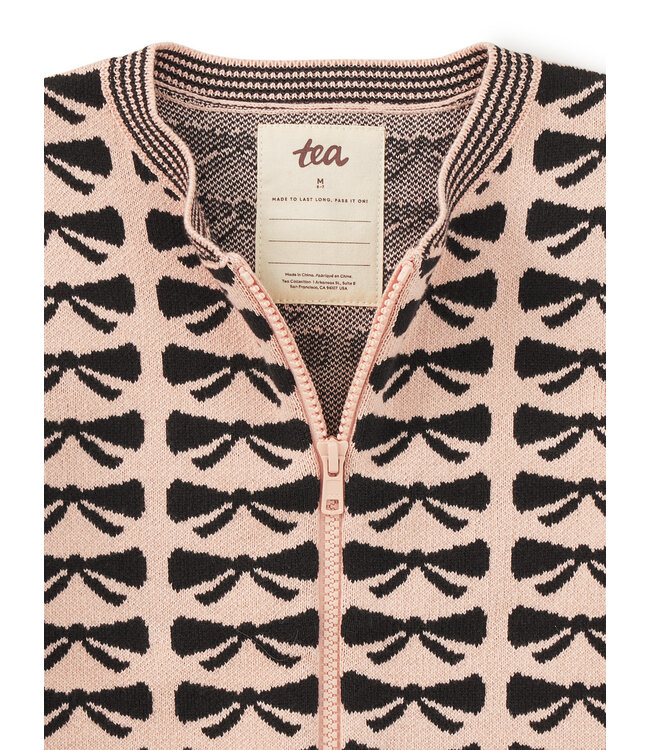 Tea Collection Zip Up Bow Cardigan