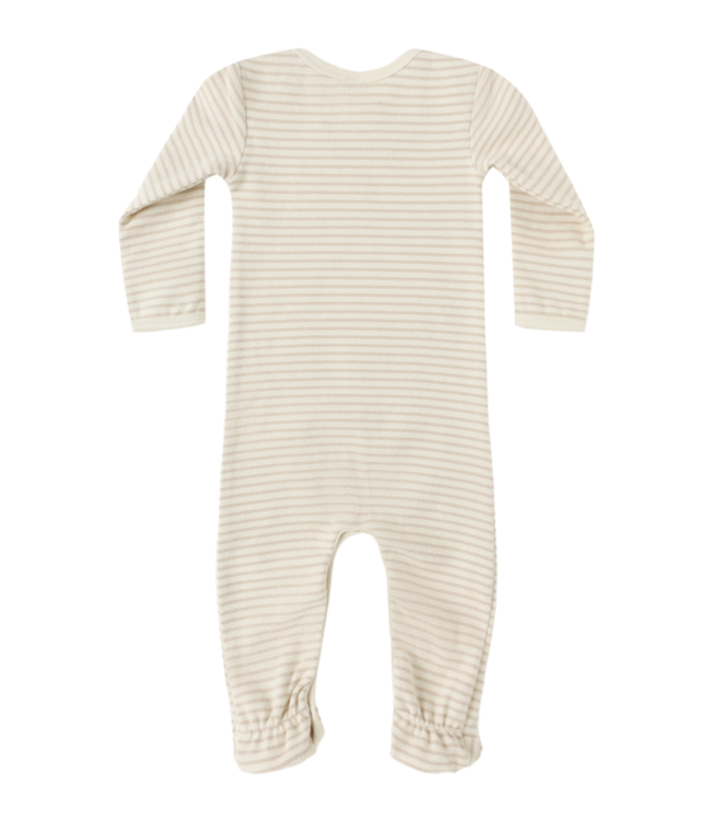 Quincy Mae Baby Footie - Oat Micro Stripe